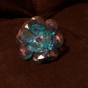 Crystal Blue Flower Ring